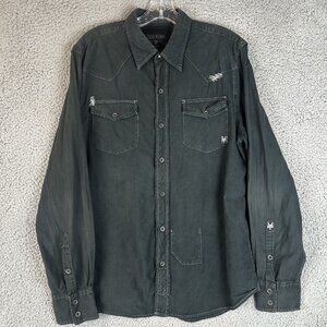 Zoo York Y2K Men's Large Long Sleeve Button Western Shirt Embroidered Rockabilly